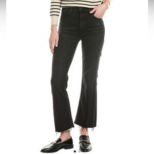 MOTHER Hustler Ankle Fray Black Cropped Jeans